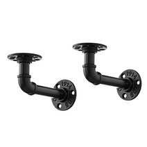 벽 장착 산업용 파이프 선반 홀더 홈 액세서리 사무실 용 보관 홀더, 15X8cm, 금속, 검은색