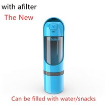 고양이 급수기 급식기 밥주는기계 사료공급기 강아지 배식기 여름 휴대용 애완견 물병 300ml 대형견을 그릇 물 디스펜서 피더 야외 병, 옵션08 Azure with a filter