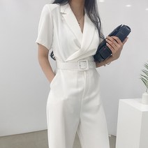 여자 럭셔리 하객룩 화이트 롱 점프수트