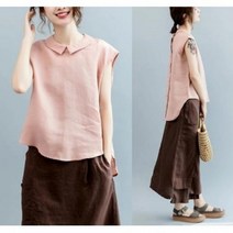 카라 언발 민소매 블라우스 나시티 루즈핏 면 여름티 시원한여름반팔티 빅사이즈