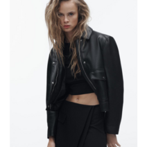 ZARA 자라 여성 집업 카라 포켓 크롭 레더자켓. 자라 가죽자켓 XS-L 지퍼 버튼가죽자