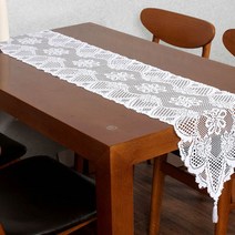 메가굿즈 프렌치 레이스 테이블 러너 33X183CM 화이트 레이스테이블보 레이스받침