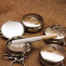 고리 1Pcs 용품 휴대용 미니 스텐 스틸 재떨이 실버 흡연 액세서리 라운드 모양의, [01] Random Pattern