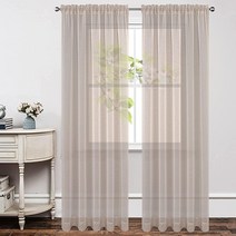 Joydeco 화이트 시어 커튼 길이 160cm63인치 2개 패널 세트 창문 침실 거실용 로드 포켓 롱 마당 파티오용 경량 세미 드레이프 패널137.2 x 160cm54 63인치