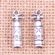 스프레이소화기 보석 참 소화기 소방관 23x6x6mm 골동품 실버 도금 펜던트 DIY 티베트어 목걸이 54 개, 02 앤틱 실버 도금