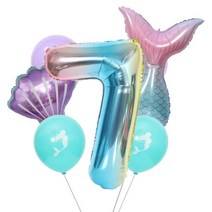 이벤트풍선 파티풍선 레터링풍선 인어 파티 풍선 32 인치 1 2 3 호일 번호 소녀 생일 장식 베이비 샤워 헬륨 글로브, 8.Number 7 - As picture