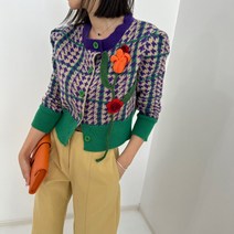 뜨개튤립 하운드체크 가디건