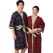 체크 사우나가운 커플 마사지 피부관리 호텔 SA84, SA84 빨강체크