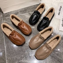 런슈즈 발등 밴딩 안감털 플랫 털단화 여성 겨울 로퍼