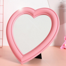 핑크 하트 거울 탁상용 화장대, 하트거울(레드)