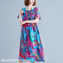 Happy Shopping 마담원피스 빅사이즈반팔 여름 40대 50대 중년원피스 엄마 마담 미시 CR099