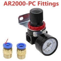 미니 에어콤프레셔 AR2000 1/4 quot나사 BSP 공압 공기 압축기 압력 조절기 감소 밸브 4MM-16MM 커넥터 피팅 EU, AR2000-PC, 12MM