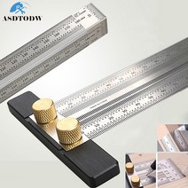 ASDTODW 목공 눈금자 직각자 연귀자 정밀 마킹자 선긋기 스크라이브 게이지 눈금자 T자, 1개, 300mm