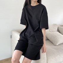 컴피 루즈핏 여성 반팔 티셔츠 5부 반바지 세트 3color