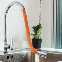 달자샵 360도 회전 자바라 호스 수도꼭지 연장호스 주황호스, 오렌지50cm-1Pcs