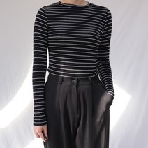 스트라이프 슬림 기본 이너 여성 긴팔 쫄티 티셔츠