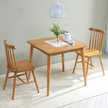 씨앤씨구스 2인용식탁 루킨스 고무나무원목 2인용 식탁세트, 네츄럴