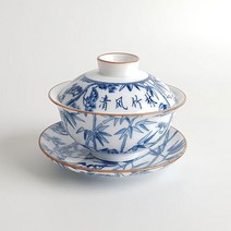 청화백자청풍죽림개완개합잔찻잔 110ml 청화백자 찻잔 개완 다도구 다기세트 개합잔 중국 청풍죽림 뚜껑 9W41EA74, 1개, 1개