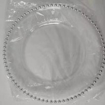 북유럽 고급 플레이팅 접시 모던 감성 아크릴 플라스틱 골드 비즈 테두리와 투명 충전기 플레이트 50 저녁 식사 서빙 결혼식 크리스마스 파티 장식, 1.transparent silver - 13 inch