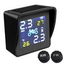 usb 태양열 충전 lcd 오토바이 tpms 압력 온도 모니터링 경보 시스템 2, 검은색