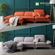 우아미가구 [착불] 리썸 4인 무빙헤드 아쿠아텍스 패브릭 소파+스툴 2color (포토리뷰시 스벅아메리카노 증정), 라이트그레이