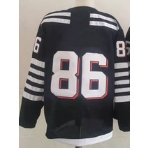 아이스하키복 아이스하키져지 아이스 필드 하키 유니폼 No.86 우리는 좋아하는 이름 패턴 로고 자수 스포, 01 Black_03 L