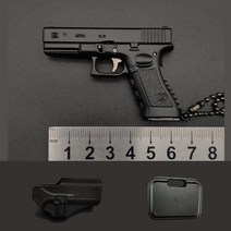 JINGHENG 메탈 미니어처총 glock 모델건 피규어 다이캐스트 모형 총 키링 어른 장난감 키덜트 c126, 올블랙(투명보호커버) + 플라스틱 포장