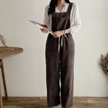 여성 여자 겨울 데일리 동백 골덴 멜빵 팬츠