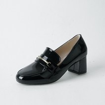 구두모모 여성용 라운드토 비죠장식 로퍼 힐 면접구두