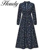 땡땡이 도트 롱 원피스 여성 블랙 프릴 프린트 커뮤터 스타일 홀리데이 스타일긴팔