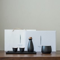 일본 정종 사케 도쿠리 세트 집들이선물 혼술 술잔 주기 홈파티 신혼부부 청주 워머 일본술, 4컵+주전자+온주캔+작은난로(검정)개