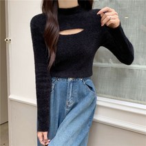 유니크한 펀칭 조심기 반목폴라 기모 긴팔 슬림핏 티셔츠 이너웨어
