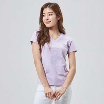 [게스] 여성 미니삼각로고 V넥 슬럽 반팔티 OM2K0562