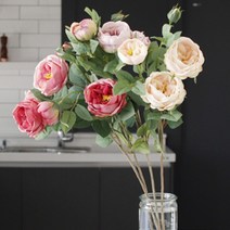 주방인테리어 식탁장식용품 조화꽃장미 홈데코소품, 크림