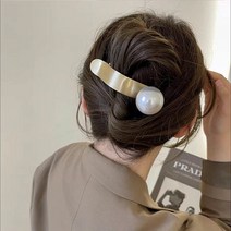 은꽃밴드 왕진주 올림머리 오리집게핀 여성큰머리핀
