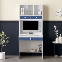 블랑누보 딜리 책상책장세트 1인용 공부방 책상 세트, 파스텔블루(800책상+책꽂이)