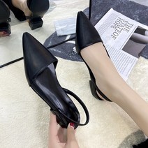 스트랩 여성 샌들 가죽 솔리드 스틸레토 봄 가을 뾰족 플랫 슈즈