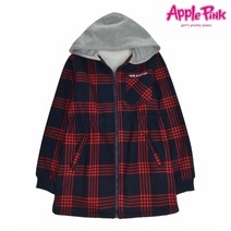 애플핑크 애플핑크 후드 집업 체크 양털점퍼 (APF0O603GSZ)