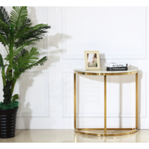 반원콘솔 복도장 엔틱 현관 거실 콘솔 장식장 테이블, 골드 80x35x75cm(화이트 상판)