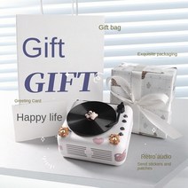레트로 블루투스 스피커 미니 CD 플레이어 라디오 카드 작은 스테레오 절묘한 포장 선물용, [03] 파란