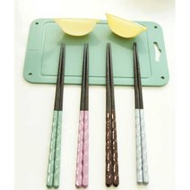 손잡이 독특한 트위스트 제작 원목젓가락 어른젓가락, 1개, 브라운