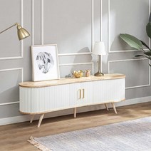 Sunny corp 모던 슬라이딩 거실장 선반 서랍장 높은 다이 1800, 내츄럴