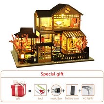 DIY 미니어처 하우스 대형 인형의 집 Diy 키트 일본 빌라 빌딩 조립 모델 나무 가구 키덜트 크리스마스 선물, house-007