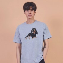 키밍 닥스훈트 강아지 그래픽 반팔티 오버핏