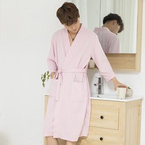 커플 스타일의 목욕 가운 얇은 스타일 여름 호텔 남성 와플 숙녀 한 쌍의 맞춤 잠옷 남성용 긴 잠옷, 크기 :  XL (추천 무게 : 120-140 kg), 색상 분류 :  KL1808 핑크 [남성], NONE