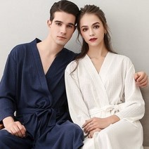 얇은 와플 샤워 가운 골프 골프장 수영장 목욕 호텔 바스 로브 커플 여성 남성, 네이비 XL