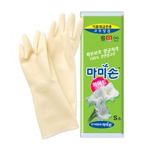마미손 고무장갑 화이트 밴드 소형 조리용 주방 라텍스 천연 생고무, 마미손 고무장갑 화이트밴드 소형 조리용, 소(S)