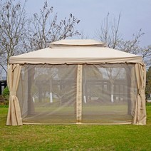 가제보 테라스 천막 그늘막 가든 옥상 원두막 전원주택 케노피 어닝 정원 108979, 05.이중 커튼이 있는 3 4 럭셔리