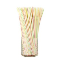 일회용 100Pcs 플라스틱 마시는 빨 대 8 인치 긴 멀티 컬러 스트라이프 B, 1개, 다색