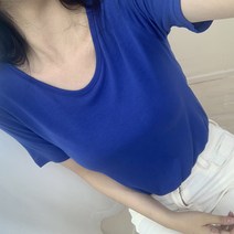 쫀쫀 루즈핏 유넥반팔 레이어드 이너 U넥 반팔티셔츠 꾸안꾸 데일리 기본티 여성 유넥 반팔티